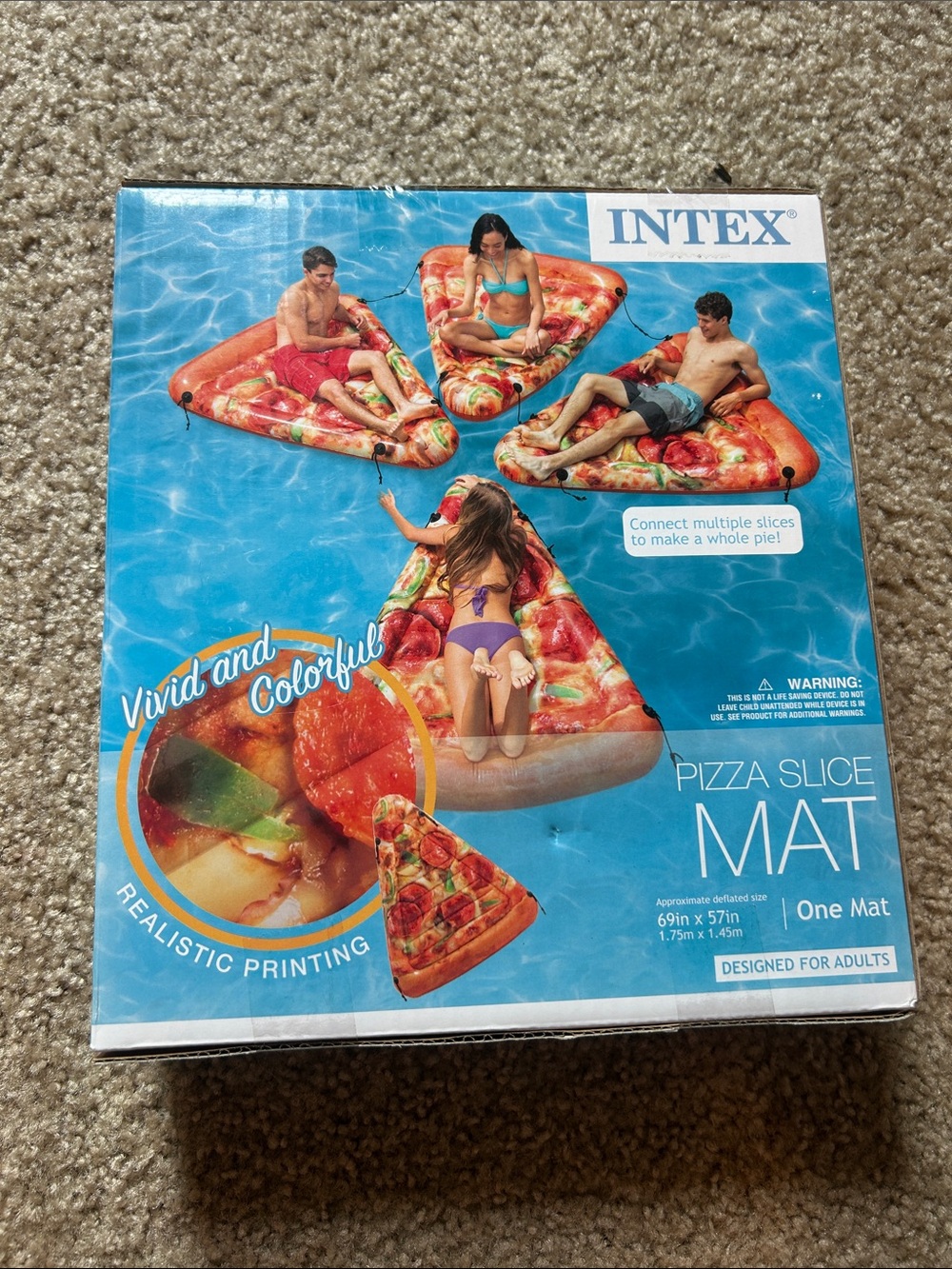 Intex Pizza Slice Inflatable Pool Mat - Bright Multicolor - Picture 2 of 5